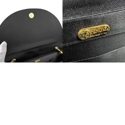Pre-owned Fendi Black Velvet Satin Shoulder Bag ()