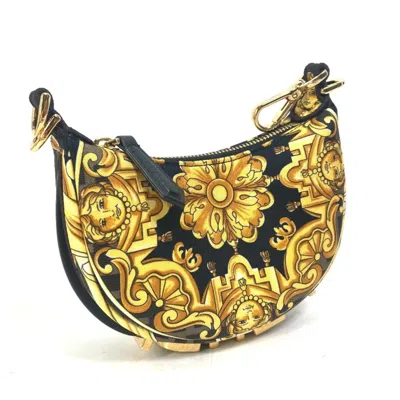 Pre-owned Fendi Black Yellow Nylon Leather Clutch Bag Handbag Pouch ()