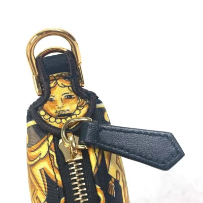 Pre-owned Fendi Black Yellow Nylon Leather Clutch Bag Handbag Pouch ()