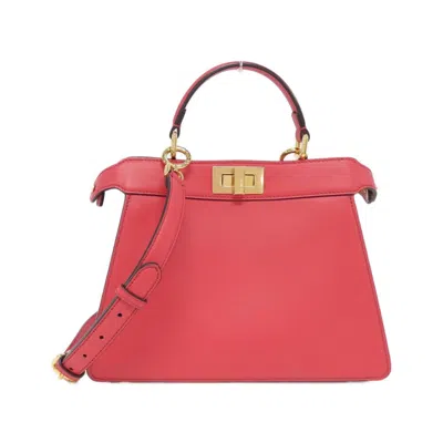 Pre-owned Fendi Pink Red Color Leather Handbag Shoulder Bag ()
