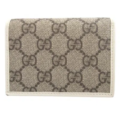 Pre-owned Gucci Beige White Gg Supreme Leather Wallet (bi-fold) () In Multi