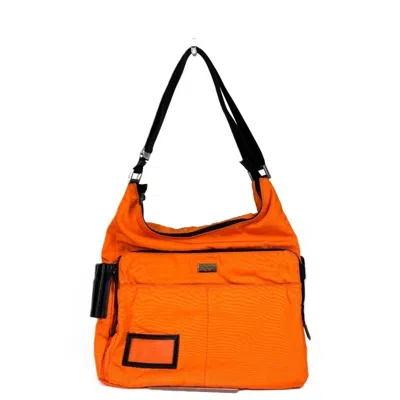 Pre-owned Gucci Black Orange Nylon Canvas Leather Messenger Bag Shoulder Bag ()