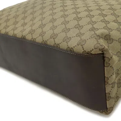 Pre-owned Gucci Gg Canvas Beige Dark Brown Green Khaki Gg Canvas Tote Bag ()