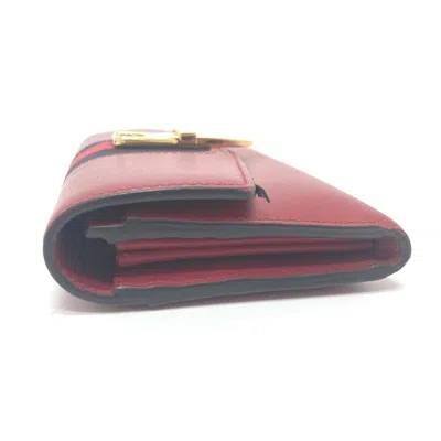 Pre-owned Gucci Red Color Leather Long Wallet (bi-fold) ()