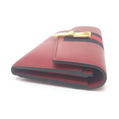 Pre-owned Gucci Red Color Leather Long Wallet (bi-fold) ()
