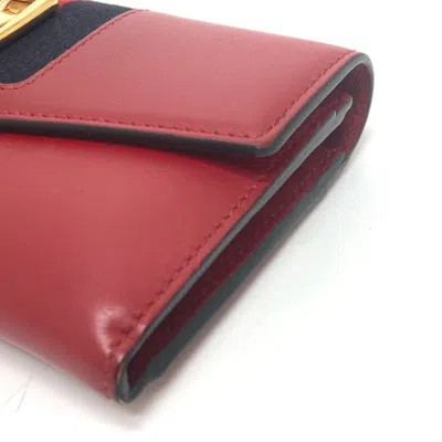 Pre-owned Gucci Red Color Leather Long Wallet (bi-fold) ()