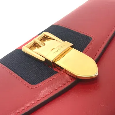 Pre-owned Gucci Red Color Leather Long Wallet (bi-fold) ()