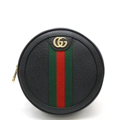 Pre-owned Gucci Sherry Line Black Green Red Color Leather Backpack ()
