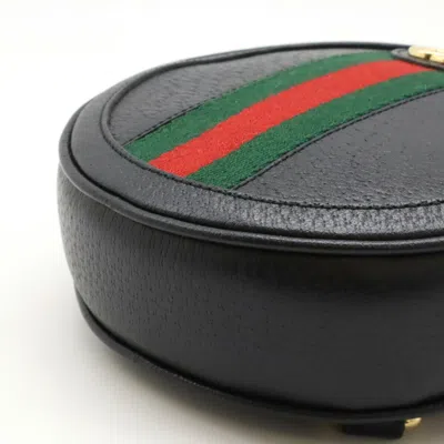 Pre-owned Gucci Sherry Line Black Green Red Color Leather Backpack ()