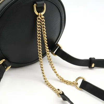Pre-owned Gucci Sherry Line Black Green Red Color Leather Backpack ()