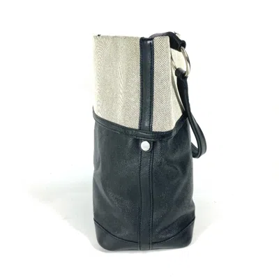 Pre-owned Hermes Black Gray Toile H Coated Canvas Shoulder Bag Tote Bag ()