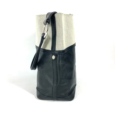 Pre-owned Hermes Black Gray Toile H Coated Canvas Shoulder Bag Tote Bag ()