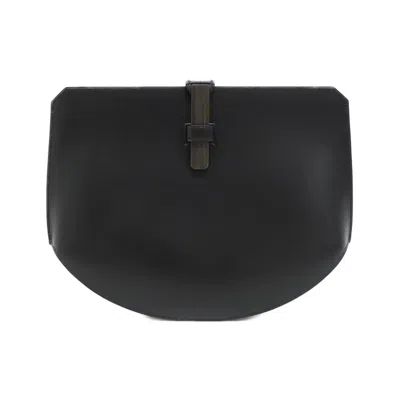 Pre-owned Hermes Black Vache Leather Buffalo Horn Clutch Bag ()