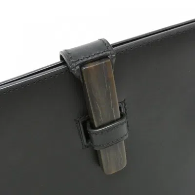 Pre-owned Hermes Black Vache Leather Buffalo Horn Clutch Bag ()