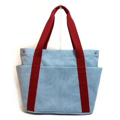 Pre-owned Hermes Blue Red Color Canvas Tote Bag ()