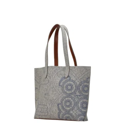 Pre-owned Hermes Gray Felt Leather Shoulder Bag Tote Bag ()