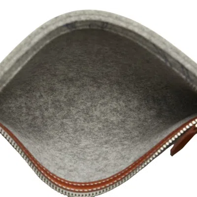 Pre-owned Hermes Gray Felt Leather Shoulder Bag Tote Bag ()