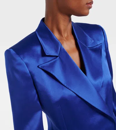 Gabriela Hearst Aleah Double-breasted Silk Blazer In Blue