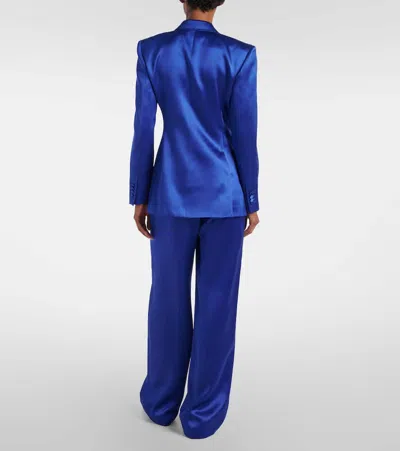 Gabriela Hearst Aleah Double-breasted Silk Blazer In Blue
