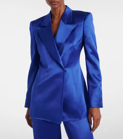 Gabriela Hearst Aleah Double-breasted Silk Blazer In Blue
