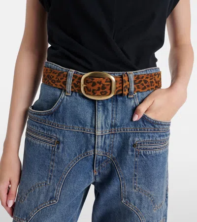 Isabel Marant Dara Leopard-print Suede Belt