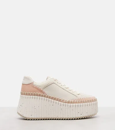 Chloé Platform Speckled Mix Leather Sneakers