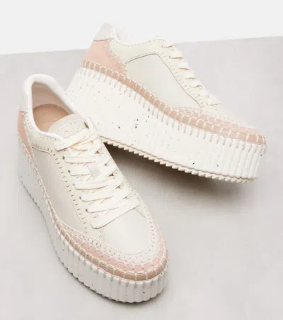 Chloé Platform Speckled Mix Leather Sneakers