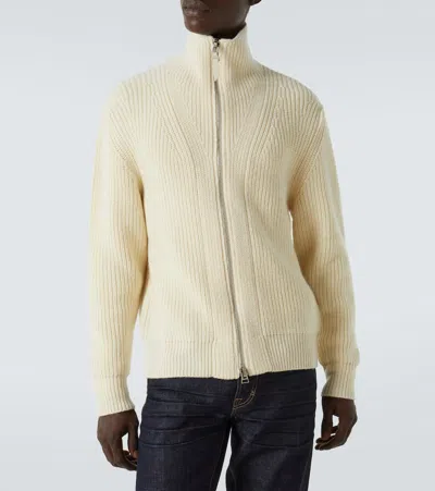 Tom Ford Wool And Mohair Zip-up Sweater In Gray