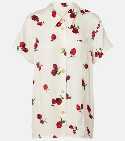 Khaite Keefe Printed Silk-twill Shirt In White