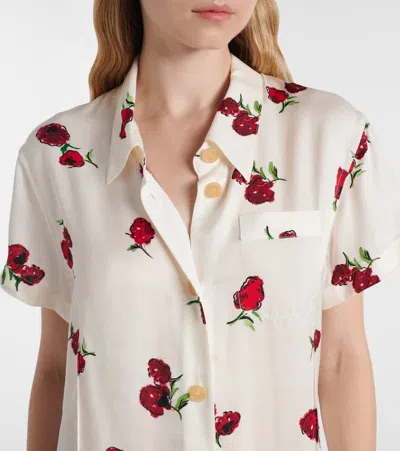 Khaite Keefe Printed Silk-twill Shirt In White