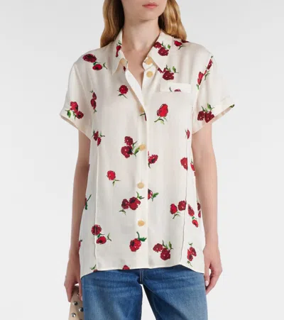 Khaite Keefe Printed Silk-twill Shirt In White