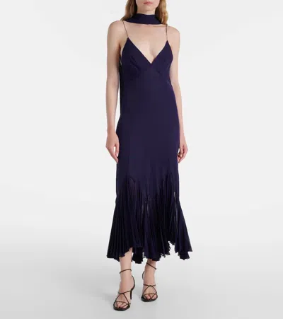 Khaite Candita Scarf-detail Silk Midi Dress