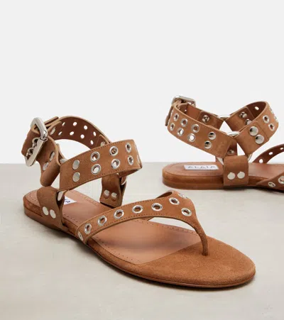 Alaïa Biker Studded Suede Thong Sandals