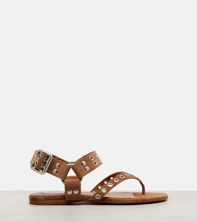 Alaïa Biker Studded Suede Thong Sandals