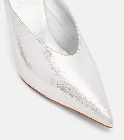 Christian Louboutin Miss Z Slimimule Pointed Toe Mule In Silver