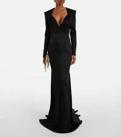 Alex Perry Satin Crêpe Gown In Black