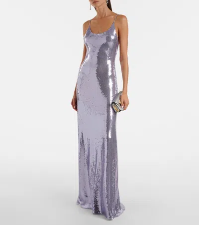 Alex Perry Sequined Open-back Gown In Purple