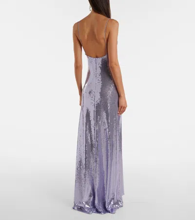 Alex Perry Sequined Open-back Gown In Purple