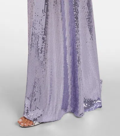 Alex Perry Sequined Open-back Gown In Purple
