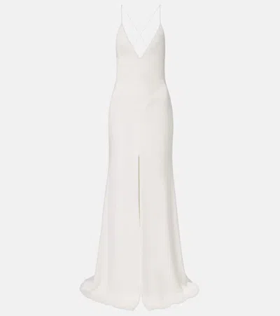 Alex Perry Open-back Satin Crêpe Gown In White