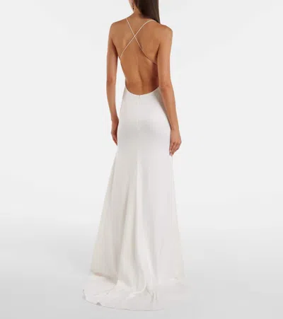 Alex Perry Open-back Satin Crêpe Gown In White