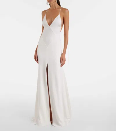 Alex Perry Open-back Satin Crêpe Gown In White