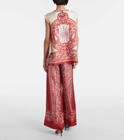 La Doublej San Carlo Printed Silk Twill Top In Brown