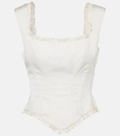 Clio Peppiatt Camelia Embellished Corset In White