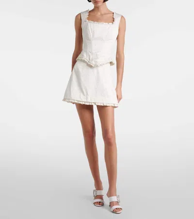 Clio Peppiatt Camelia Embellished Corset In White