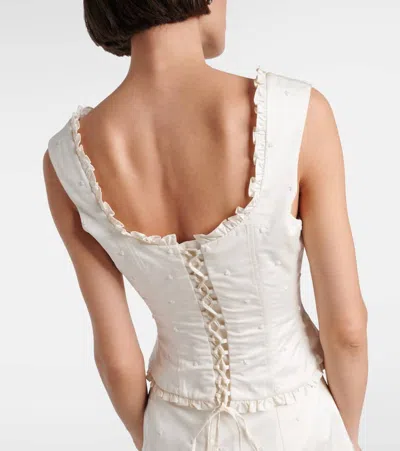 Clio Peppiatt Camelia Embellished Corset In White