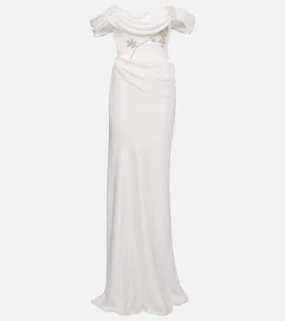 Clio Peppiatt Paloma Beaded Satin Corset Gown