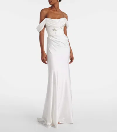 Clio Peppiatt Paloma Beaded Satin Corset Gown