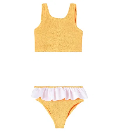 Hunza G Olive Ruffled Bikini In Orange
