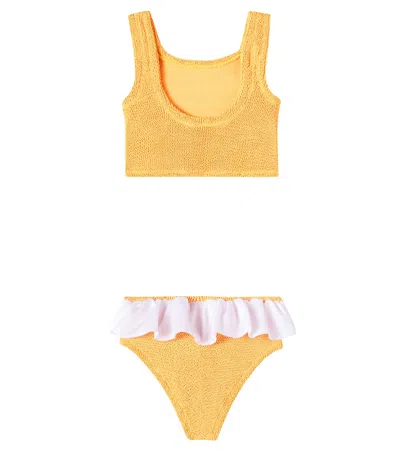 Hunza G Olive Ruffled Bikini In Orange